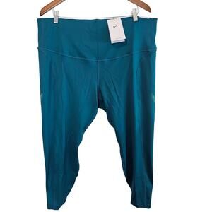 Nike Fast Leggings Women 2X Mid Rise 7/8 Blue Tight Fit Gym Workout Running